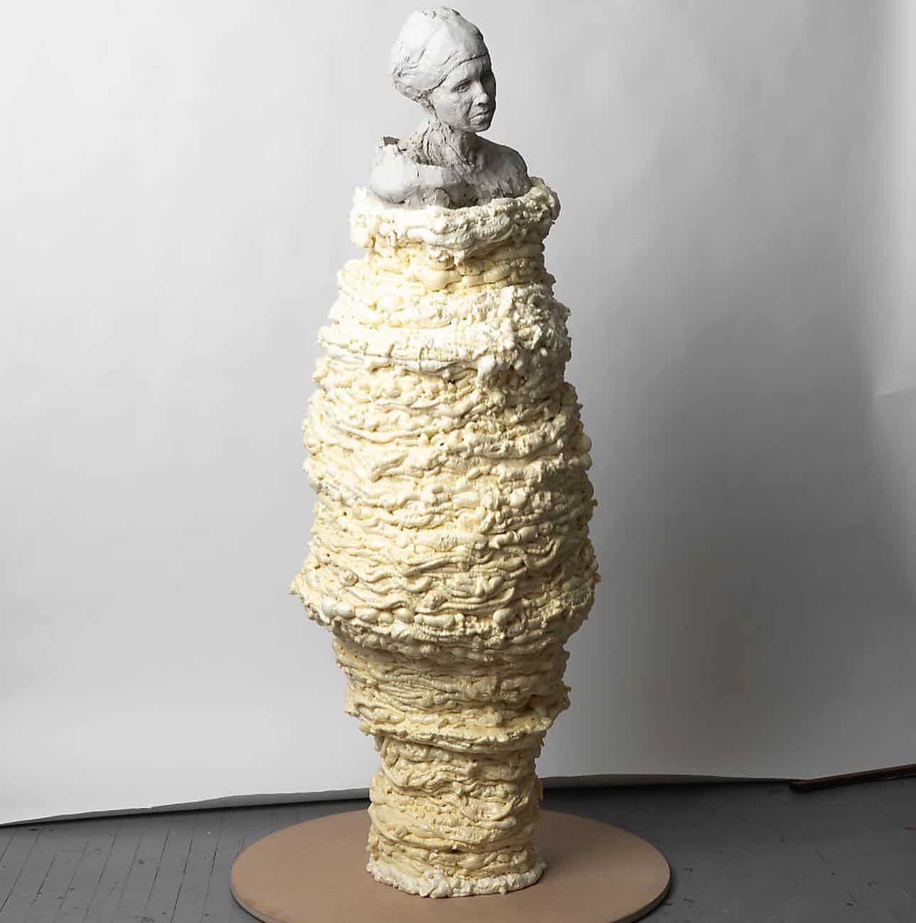 Abbie Kundishora, Stand, 2020. Polyurethane foam and clay, 6' x 2' x 2'.