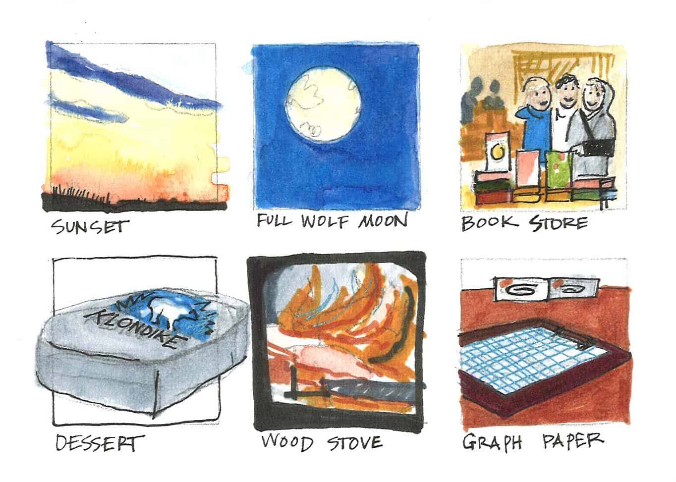 Beth Lovell, Winter Day Comic, 2012. Watercolor and ink, 5" x 7".